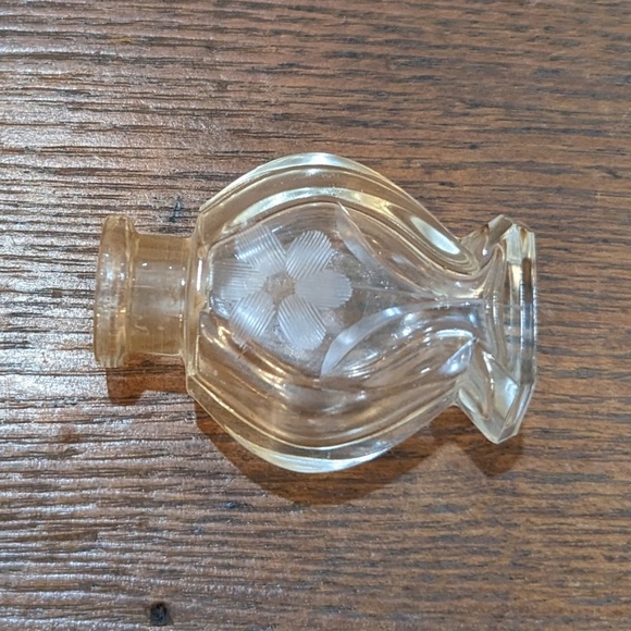 Vintage Cristallerie Oberursel Lead Crystal Etched Floral Perfume Glass Bottle - Picture 5 of 11